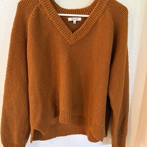 Madewell V-Neck Sweater in Burnt Orange